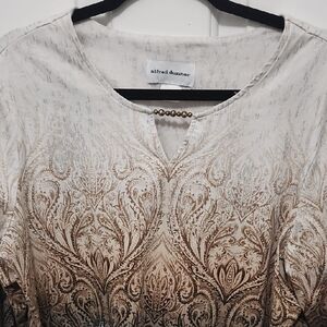 Alfred Dunner Cream and Brown Paisley Top